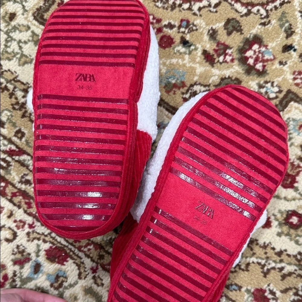 Zara Kids Santa Slippers - Red and White